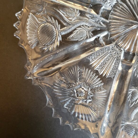 Vintage Eapg Higbee Thistle Footed Glass Serving Platter - Picture 3 of 9